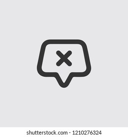 No or Close Line Icon. Vector Bubble Icon Isolated.
