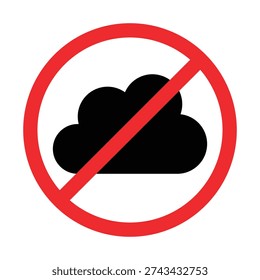 No Cloud Access Sign, Cloud Prohibited Symbol Vector Illustration