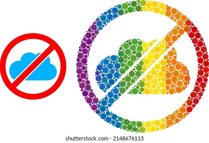 No cloud composition icon of spheric blots in various sizes and rainbow colored color tints. A dotted LGBT-colored no cloud for lesbians, gays, bisexuals, and transgenders.