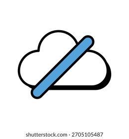 Kein Wolkensymbol auf weißem Hintergrund, Vektorgrafik