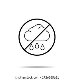 No cloud, rain icon. Simple thin line, outline vector of autumn ban, prohibition, embargo, interdict, forbiddance icons for ui and ux, website or mobile application