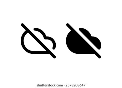 No Cloud Storage or Disabled Cloud Icon Vector