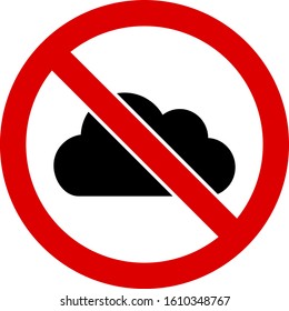 No cloud vector icon. Flat No cloud pictogram is isolated on a white background.