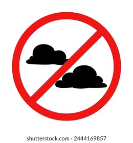 No Clouds Sign on White Background