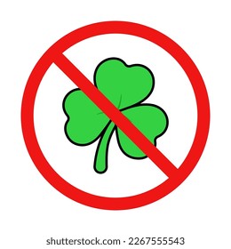No Clover Leaf Sign on White Background