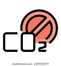 No co2 icon outline vector. Air clean. Wind mask color flat