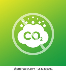 No co2 and stop carbon emissions vector sign