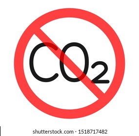 No CO2 symbol round shape red frame