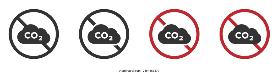 No CO2 vector icons. CO2 prohibition vector signs set