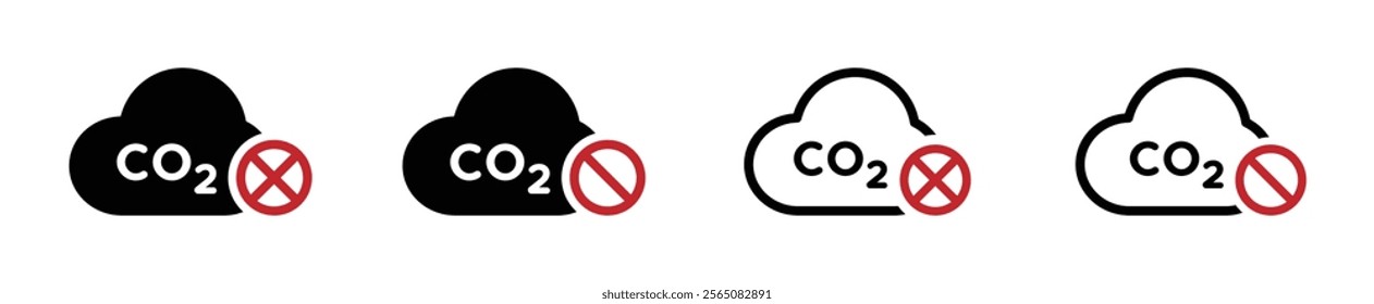 No CO2 vector icons. CO2 prohibition vector design collection