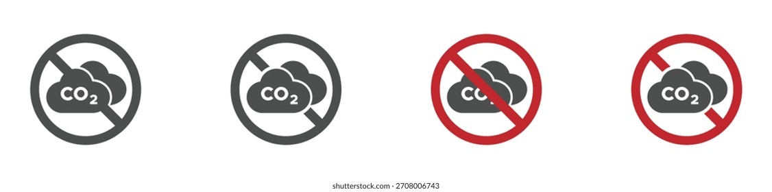 No hay iconos vectoriales de CO2. Diseños de Vector de prohibición de CO2