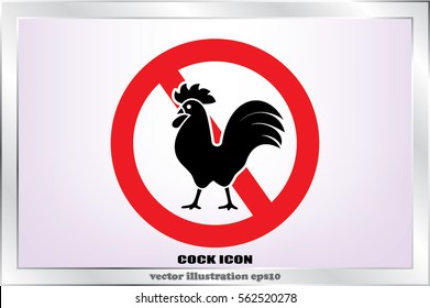 no cock icon vector illustration eps10. Isolated badge for website or app 