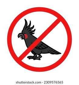 No Cockatoo Sign on White Background
