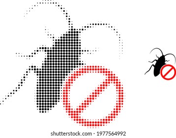 No cockroach halftone dot icon illustration. Halftone array contains round dots. Vector illustration of no cockroach icon on a white background. Flat abstraction for no cockroach symbol.