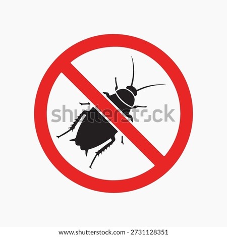 No Cockroach Prohibited Sign Icon for Pest Control and Hygiene Awareness