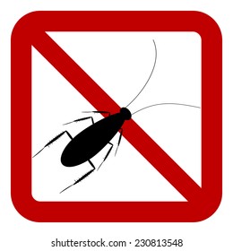 No cockroach sign on white background. Vector illustration.