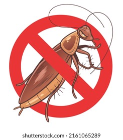 No Cockroach Sign Vector Illustration Isolated. 