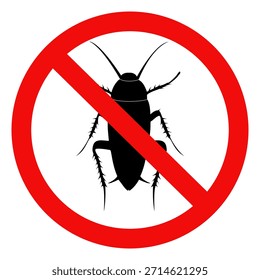 No hay señal de cucaracha, señal de advertencia de cucaracha. Ilustración vectorial plana aislada sobre fondo blanco