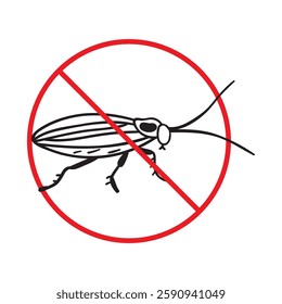 No cockroach. Stop insects. Silhouette of cockroach. Illustration on white background.