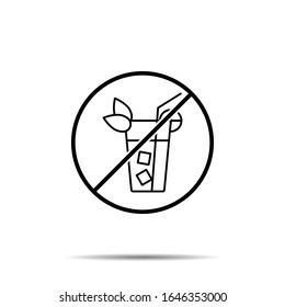 No cocktail icon. Simple thin line, outline vector of summer ban, prohibition, forbiddance icons for ui and ux, website or mobile application