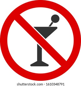No cocktail vector icon. Flat No cocktail symbol is isolated on a white background.