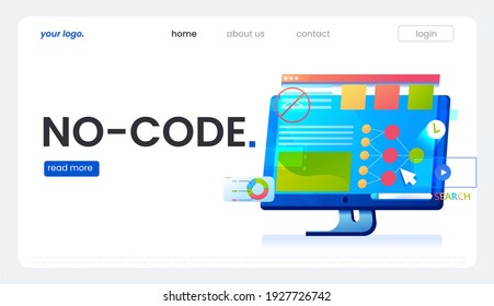 No code banner. Vector concept illustration.