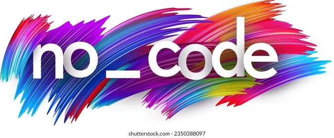 No hay signo de palabra en papel de código con pincel de pintura de color sobre blanco. Ilustración vectorial.