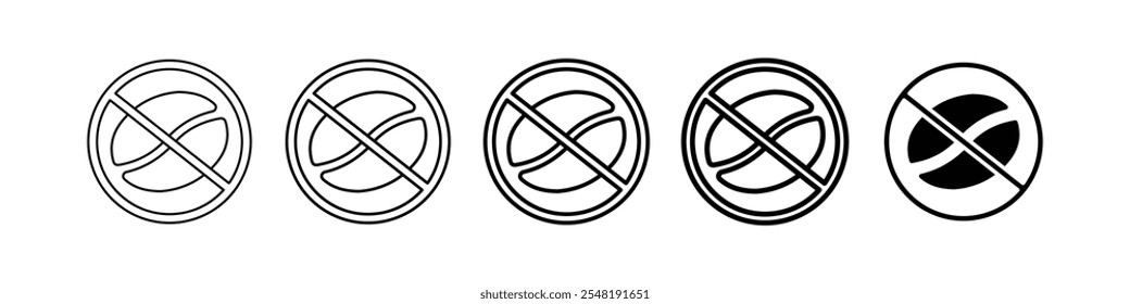 no coffee bean icon Simple thin line logo set