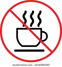 No coffee cup line icon, Crossed out coffee cup, no coffee allowed, hot drinks prohibited, design in trendy style