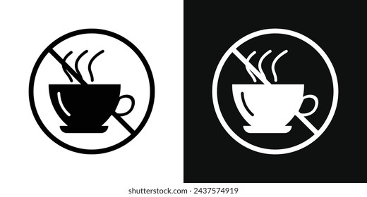 No Coffee Cup Sign Icon Set. Vector Illustration