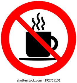 No coffee cup sign on white background.