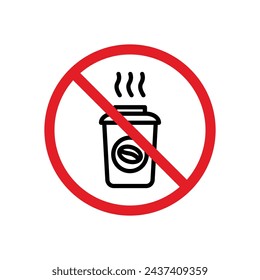 No Coffee Cup Sign Vector Line Icon illustration.