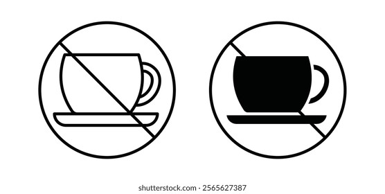 No coffee cup sign vector in black and red colors