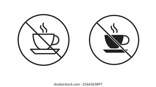 No coffee cup sign vector in line stroke and flat versions