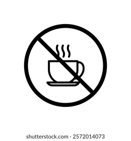 No coffee cup sign vector in black colors