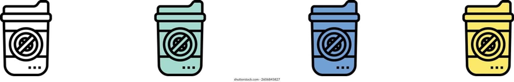 no coffee cups icon. Outline, Green, Blue and Yellow Style Design Isolated On White Background