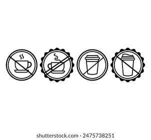 Keine Kaffeetassen Icons Symbol Zeichen Abzeichen Runde Form Kreis Vektorgrafik Design Vorlage Kollektionen