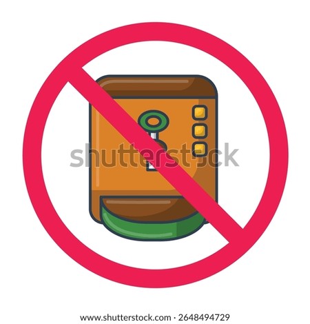 No coffee dispenser sign, no tea dispenser sign, forbidden tea machine symbol, coffee machine with red crossed circle, stop using beverage dispenser