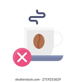 No Coffee Drink Vector Illustration, Flat Style Icon.