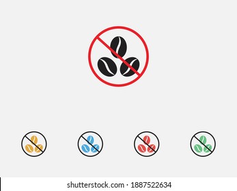 Keine Kaffeekarte. Vektorgrafik-Symbol. Verbotszeichen. Verbotenes Schild. Set von bunten Design-Symbolen