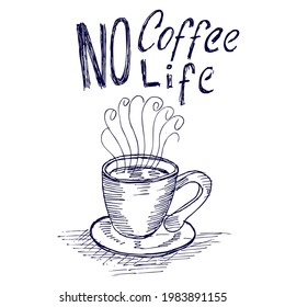 No coffee, no life, coffee cup with beans