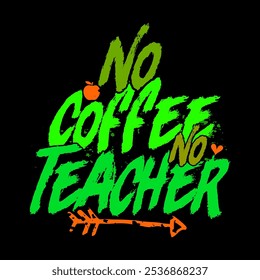 No Coffee No Teacher Vintage Text Style Graphic, Positive Say Teacher Lover Design Illustration Art