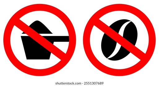 No coffee vector sign isolated on white background. Give up excessive coffee drinking, avoid caffeine healthy lifestyle symbol.