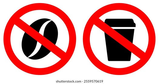 No coffee vector sign isolated on white background. Do not use high caffeine drinks.