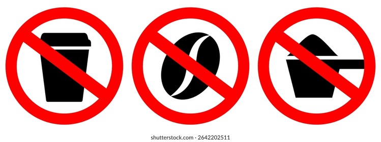 No coffee vector sign isolated on white background. Do not drink coffee before sleep, it may cause insomnia and anxiety.