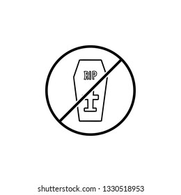 No Coffin icon. Simple thin line, outline vector of Halloween ban, prohibition, forbid icons for UI and UX, website or mobile application