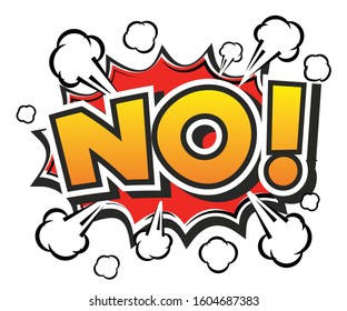 No! Comic Pop Up Word on White Background
