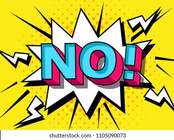 No! Comic Vector cartoon illustration explosions. Comics Boom! Symbol, sticker tag, special offer label, advertising badge. Sign banner. Comics speech bubble bang. Clouds for explosions. Emotions