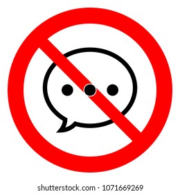 No comments allowed, comment prohibition sign, vector illustration.