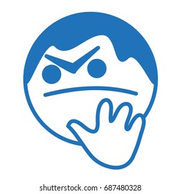 no comments gesture emoticon, stop it expression emoji, circle or ball shaped cartoon character drawing, simple hand drawn flat line icon from set, simplistic vector illustration, eps 10